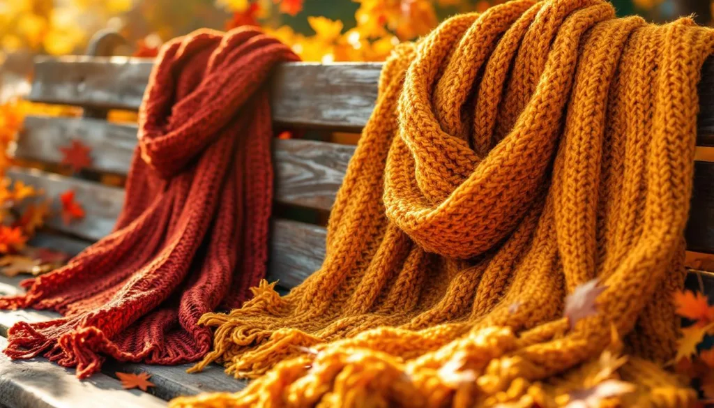erleben sie, wie tägliches stricken über 3 monate hinweg wunderschöne herbstschals für enkelkinder erschafft – liebevoll und handgemacht.